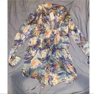 Tropical print sleepwear romper